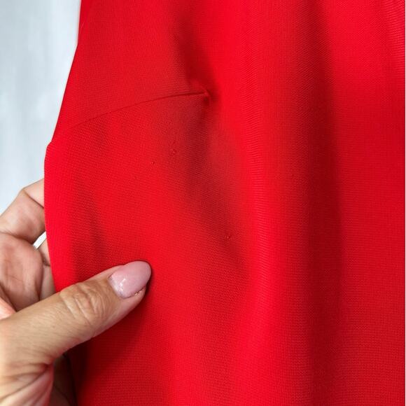 h:ours Morgan Red One Shoulder Long Sleeve Ruched Mini Dress | Size XXS - Picture 8 of 8